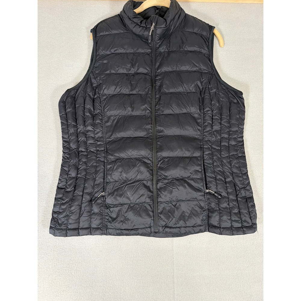 32 Degrees Heat Womens Puffer Vest Black XL Full Zip Lightweight Quilted Vest